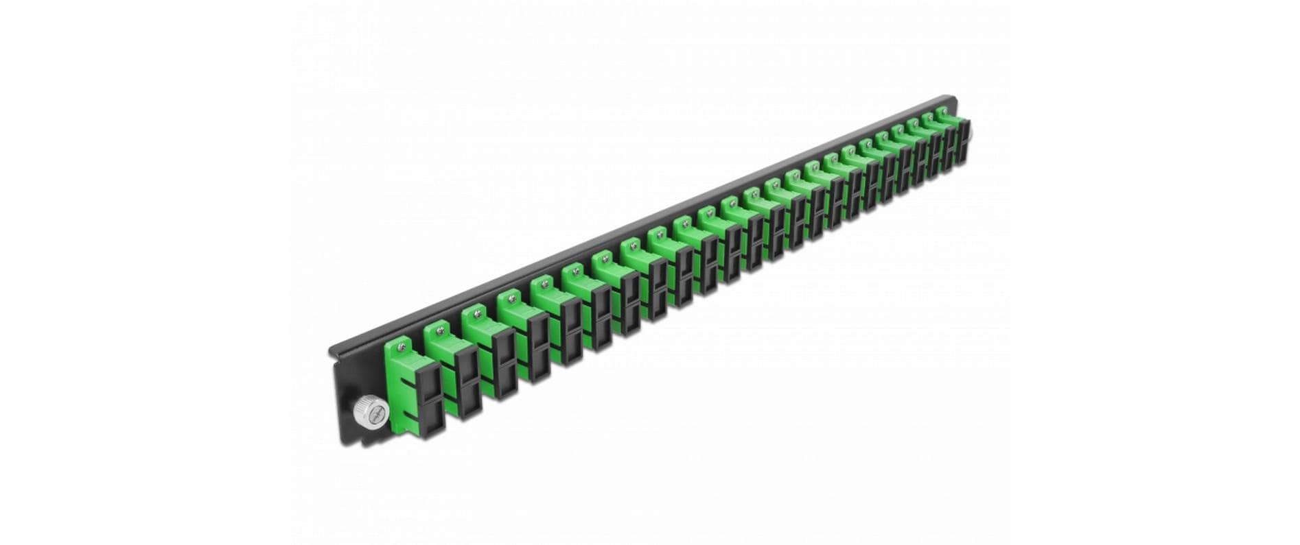 Verteilerplatte Frontblende 24 Port SC Duplex OS2 SM grünDelock 19″ Spleissbox Frontblende 24 Port SC Duplex OS2 Singlemode grün
