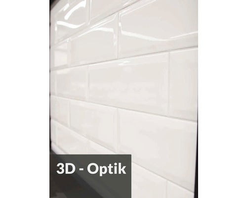 Metrotegel met afgeschuinde rand, glanzend wit, 10x30cm