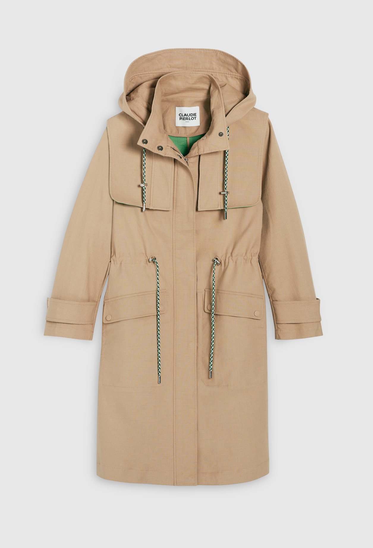 Trench long &agrave; capuche