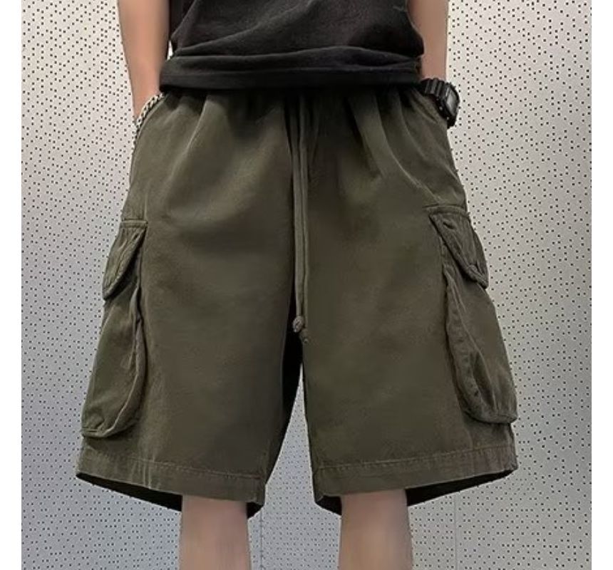 DuckleBeam - Effen cargoshorts met trekkoord in de taille