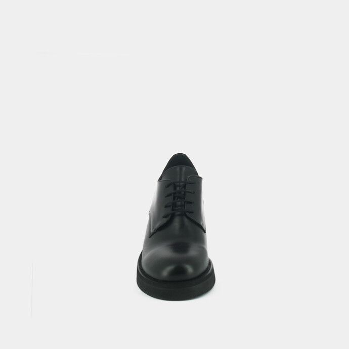 Derbies à talons et lacets  en cuir noir