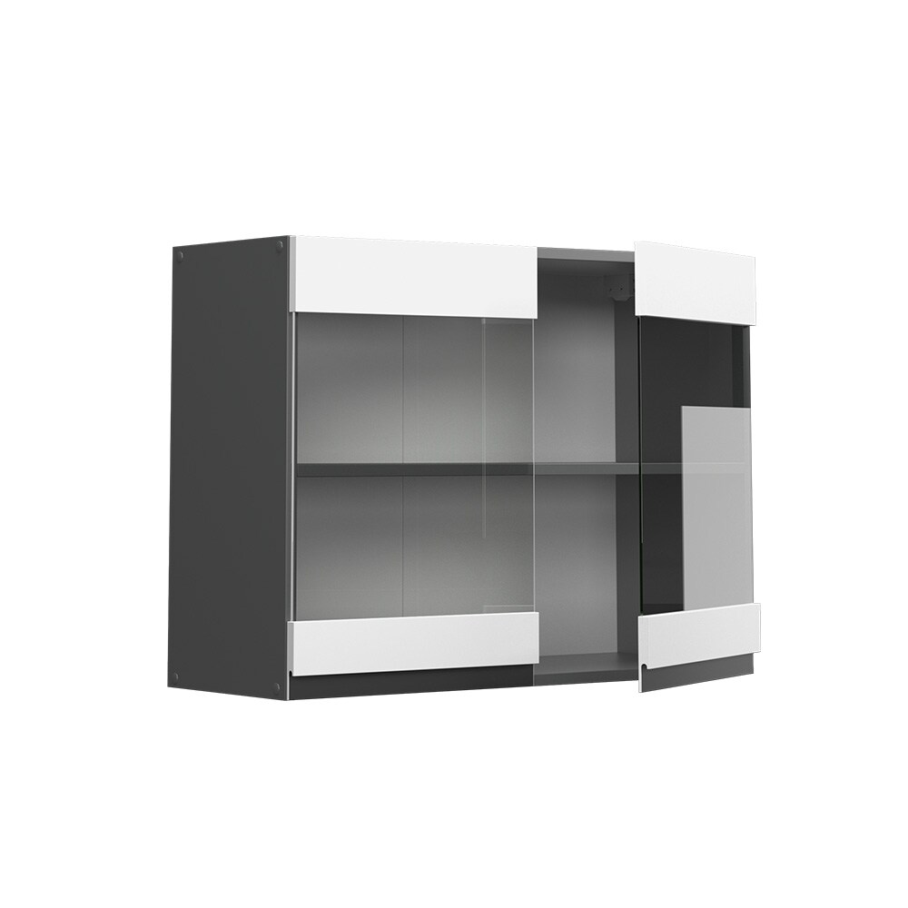 Vicco Glashängeschrank Küchenschrank Küchenmöbel R-Line J-Shape Anthrazit Weiß 80 cm modern