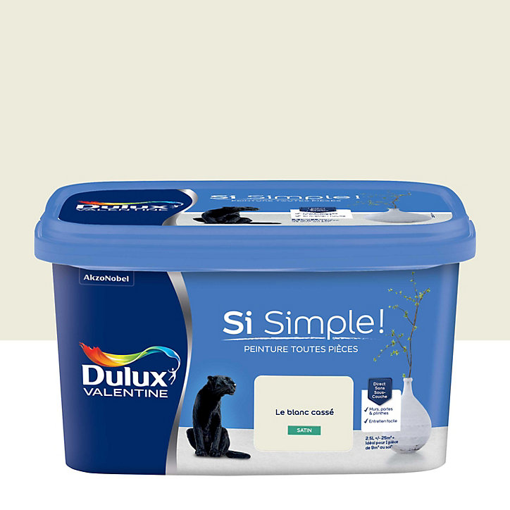 Peinture intérieure blanche Si Simple ! Dulux Valentine satin le blanc cassé 2.5L