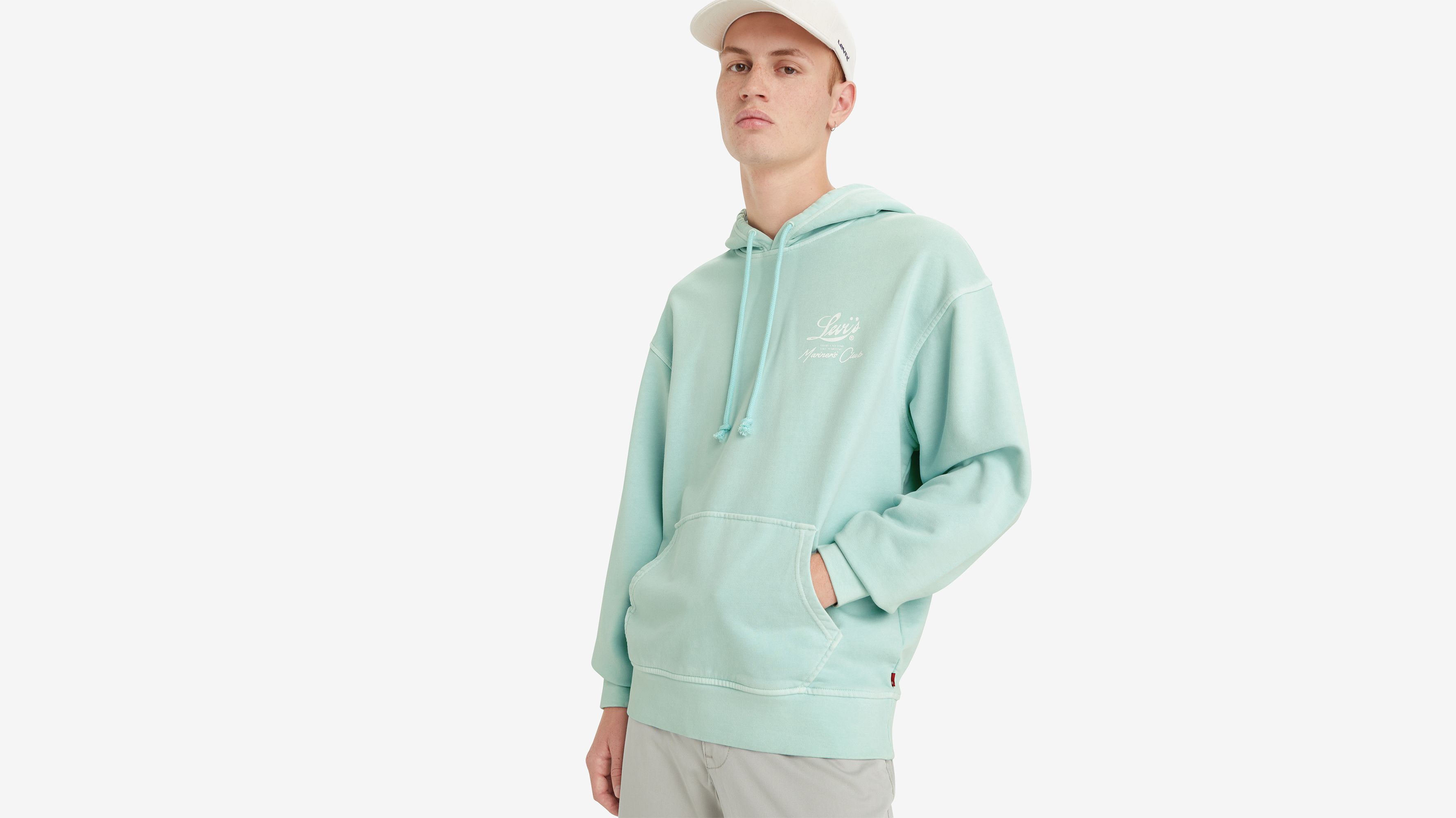 Sweat à capuche graphique Relaxed - Brin Palm Tree Hoodie Garment Dye Clearwater - Bleu