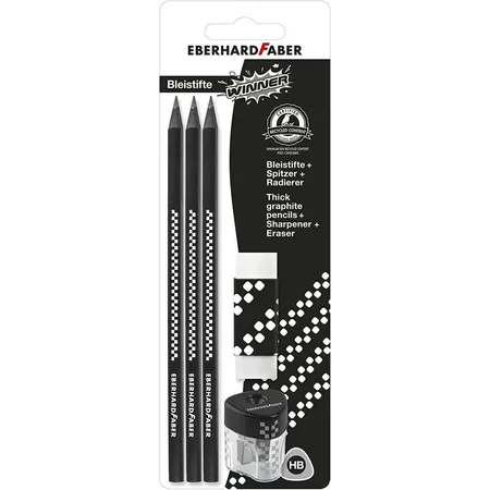 Eberhard Faber 510196 - Winner Bleistift-Set mit Dreikant-Bleistift Härtegrad