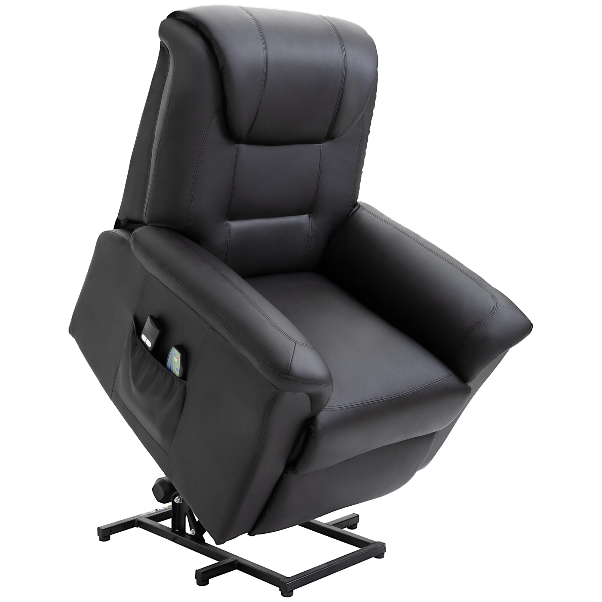 HOMCOM Aufstehsessel mit Massage und Liegefunktion schwarz 93L x 95B x 106H cm