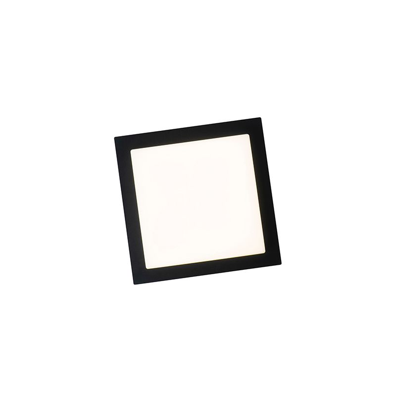 Moderne plafondlamp zwart vierkant incl. LED IP44 - Lys