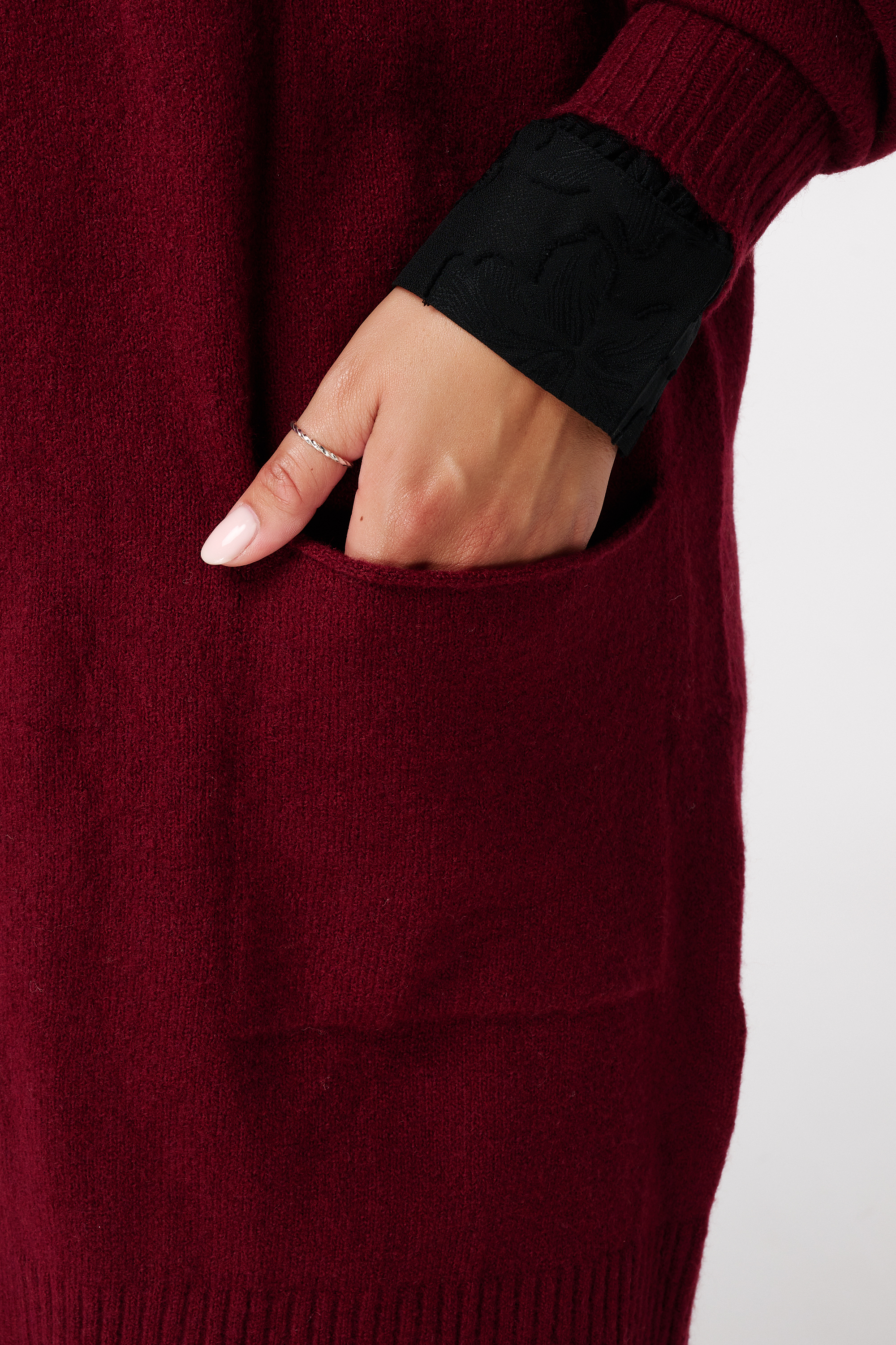 Halflang vest met steekzakken Donker rood