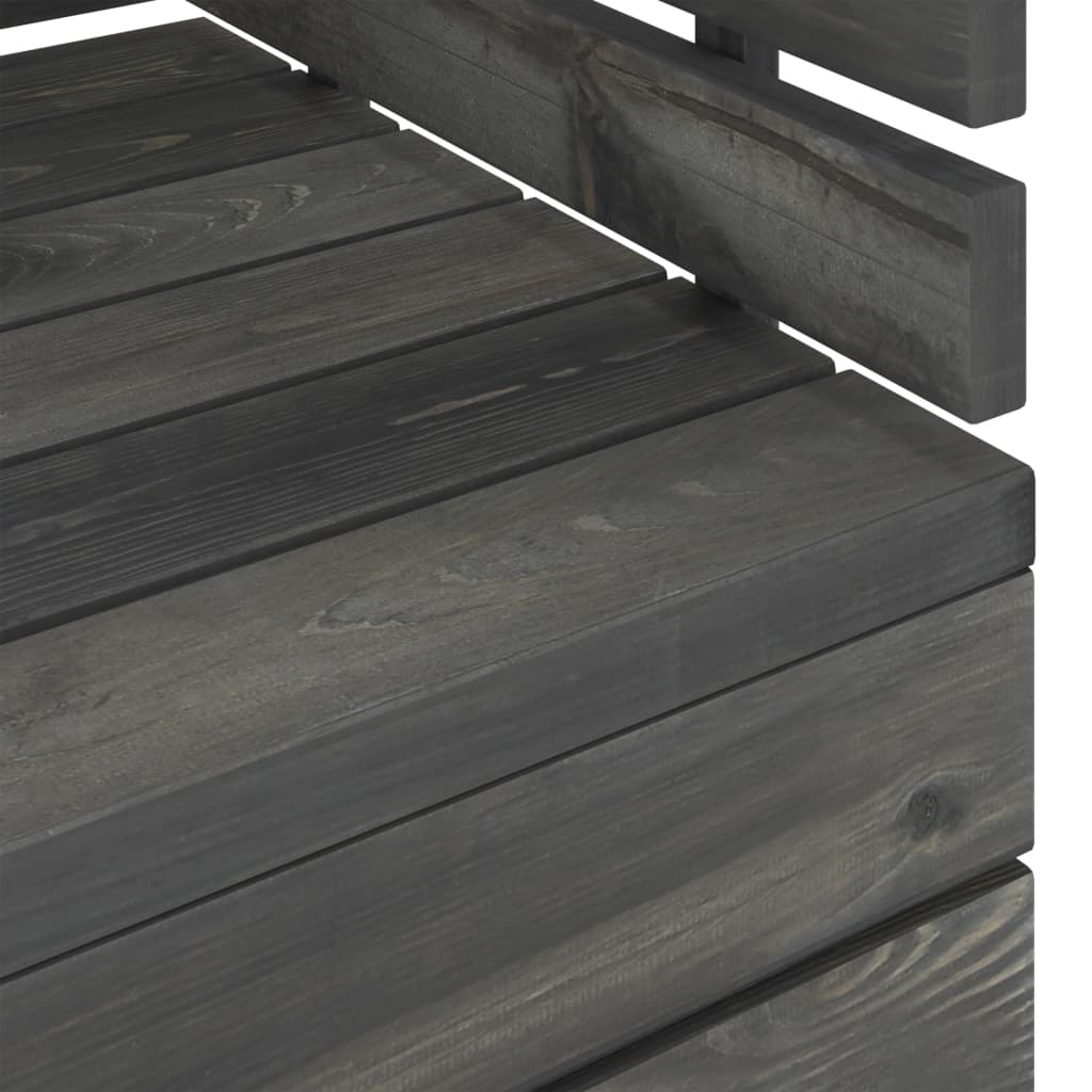 Salon de jardin palette meuble d'extérieur ensemble de mobilier 7 pièces bois de pin massif gris foncé