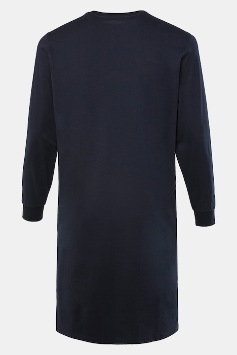 Nachthemd, Langarm, Henley, bis 8 XL