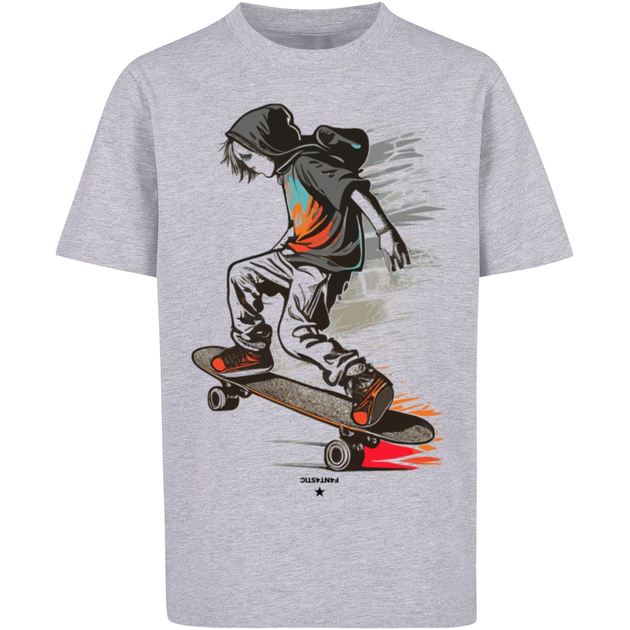 F4NT4STIC T-Shirt Skateboarder heather grey
