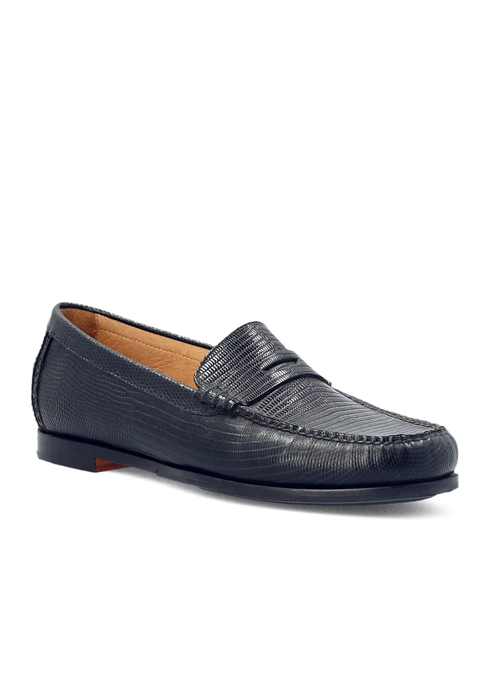 MOCASSIN W LIZARD CUIR NOIR
