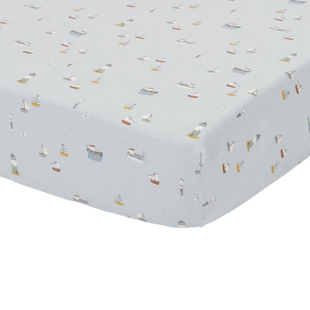 katoenen wieg hoeslaken Sailors Bay Blue 40x80 cm
