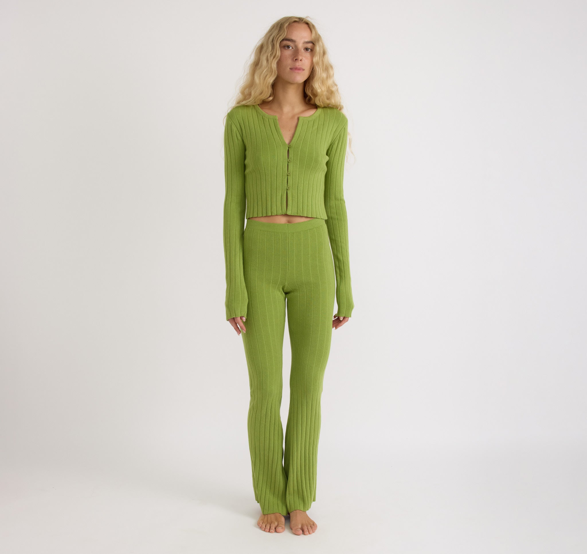COTTON<br>Soft Knit Rib Crop Cardigan