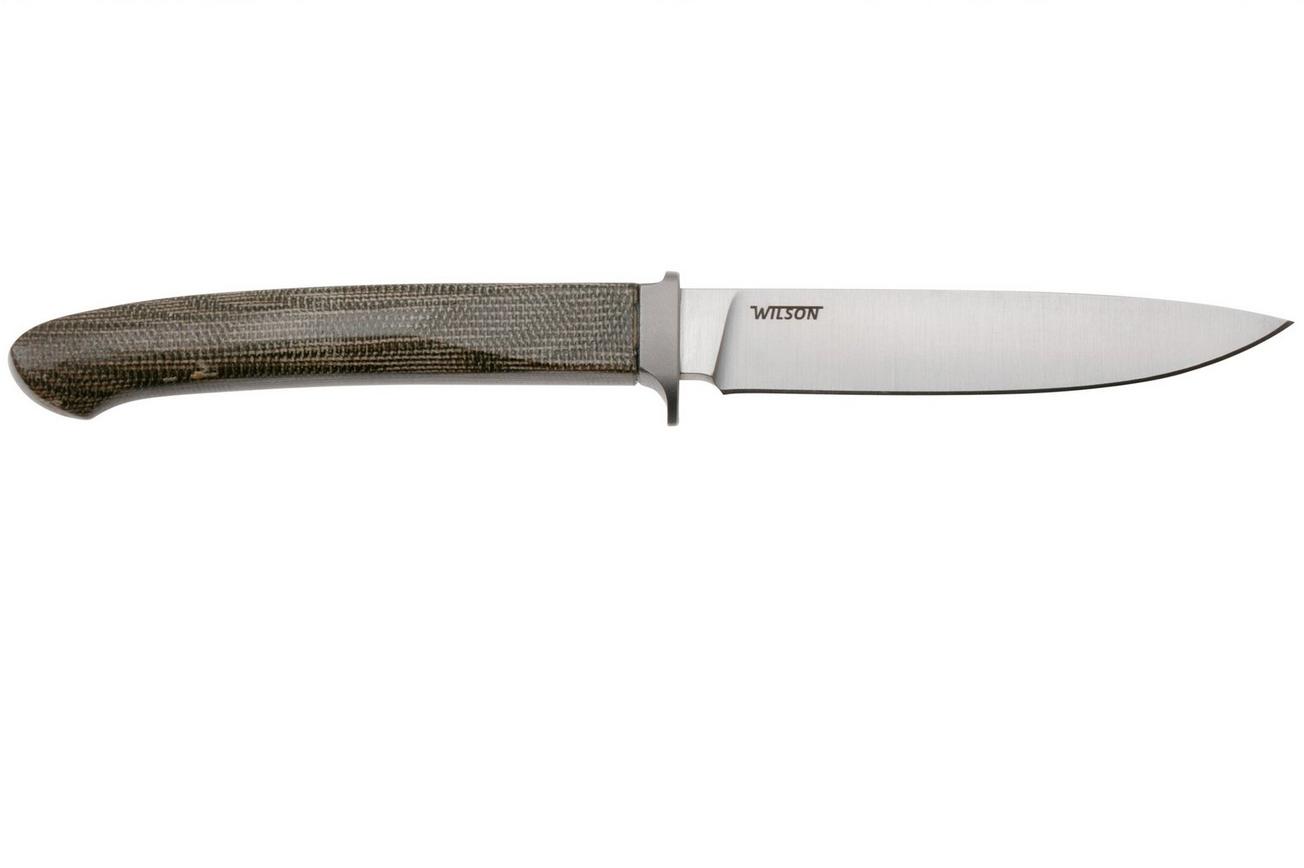 LionSteel Ago AG1-CVG Green Canvas Micarta, Titanium Guard, vaststaand mes
