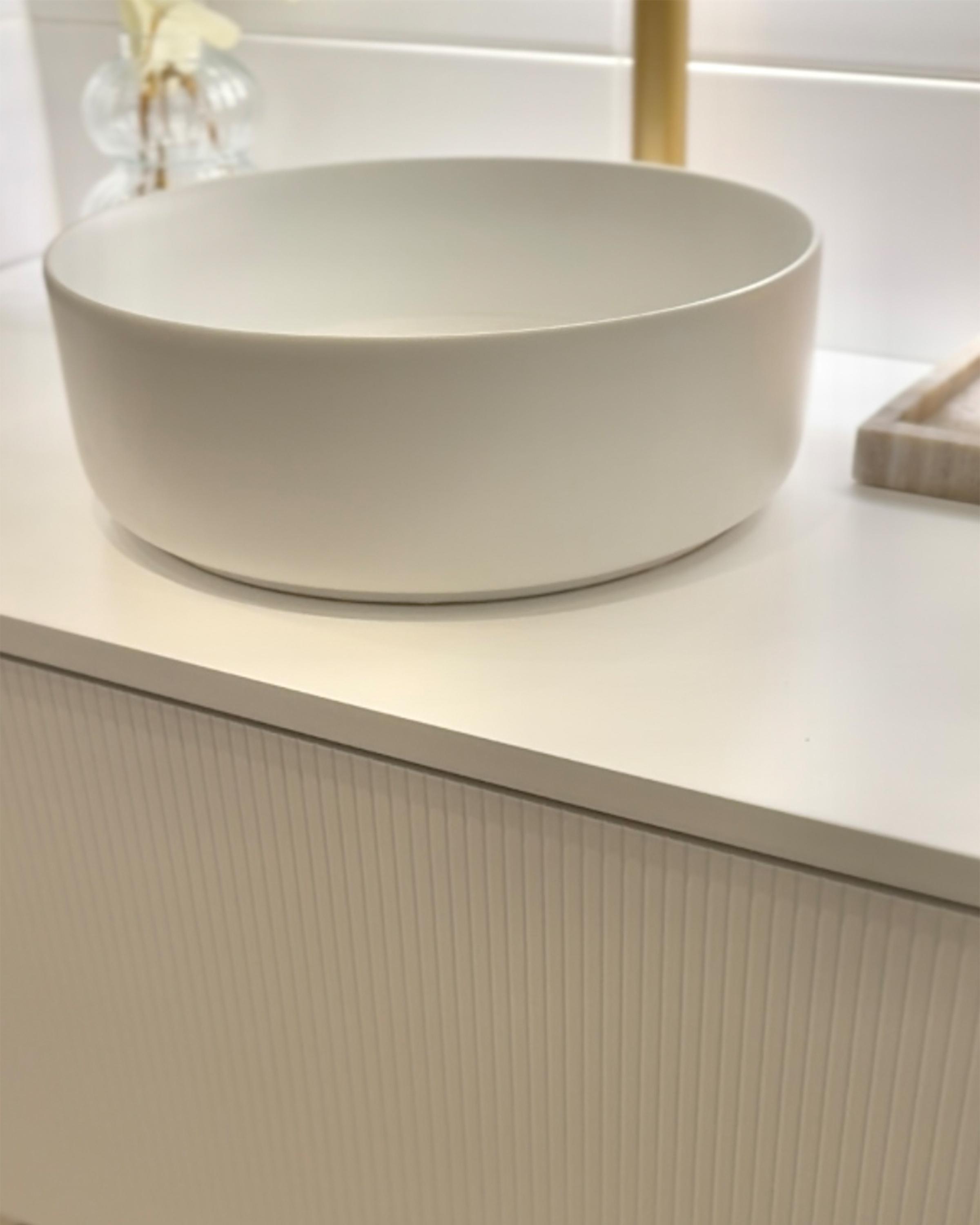 Wastafel voor aanrechtblad CALIG ⌀ 36 cm Keramiek Gebroken wit