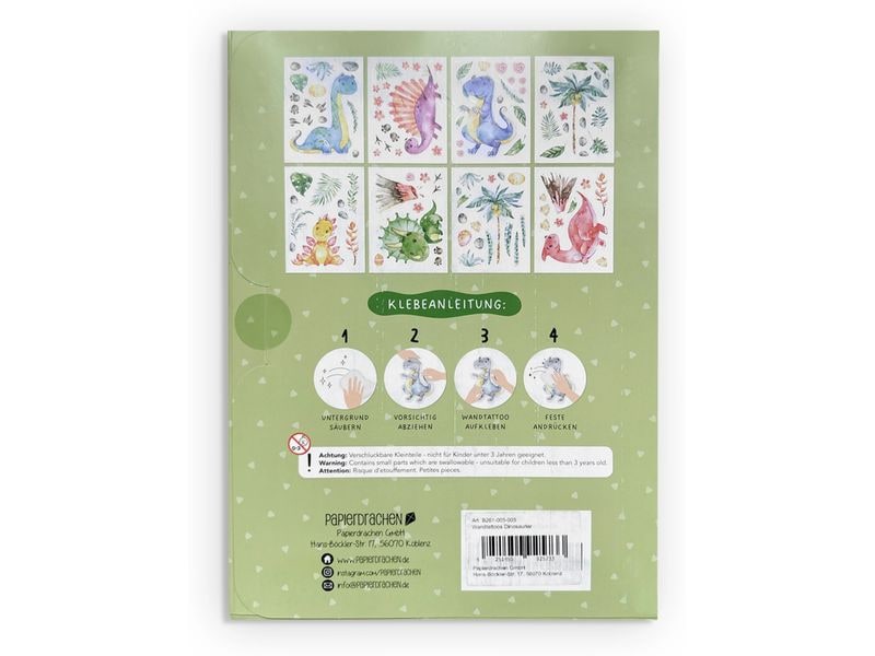 Papierdrachen Wandtattoo-Set Dinosaurier Wandsticker für Kinder