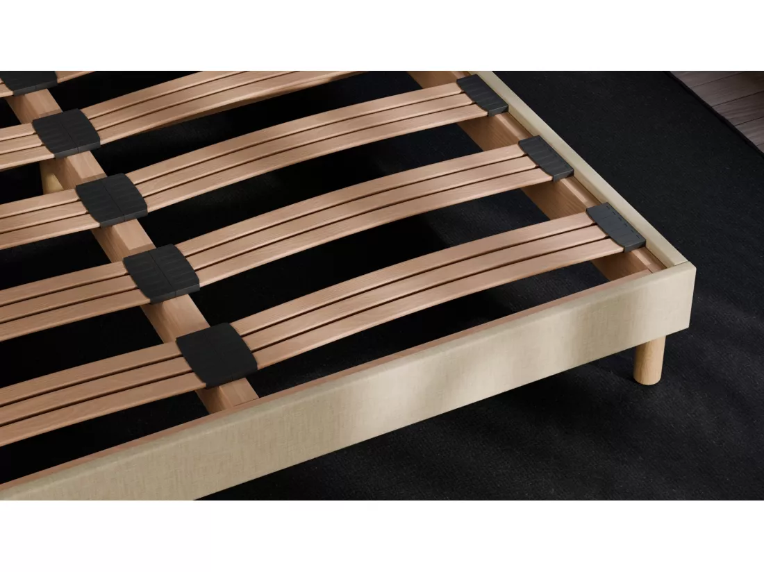 Sommier à Latte 140x200 cm - Bois Épicéa Structure Durable Haute Qualité - Beige - Silencieux, Confortable et Résistant - Douce Lune