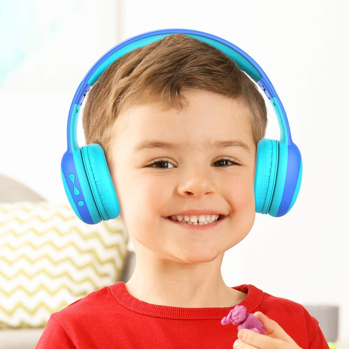Kinder Kopfhörer 3.5mm Klinke On-Ear 85dB Begrenzte Lautstärke Grössenverstellbar mit Katzenohren - Blau