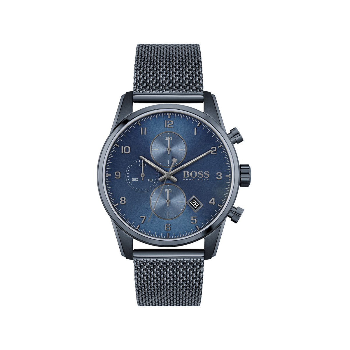 Montre Boss homme chronographe acier bleu