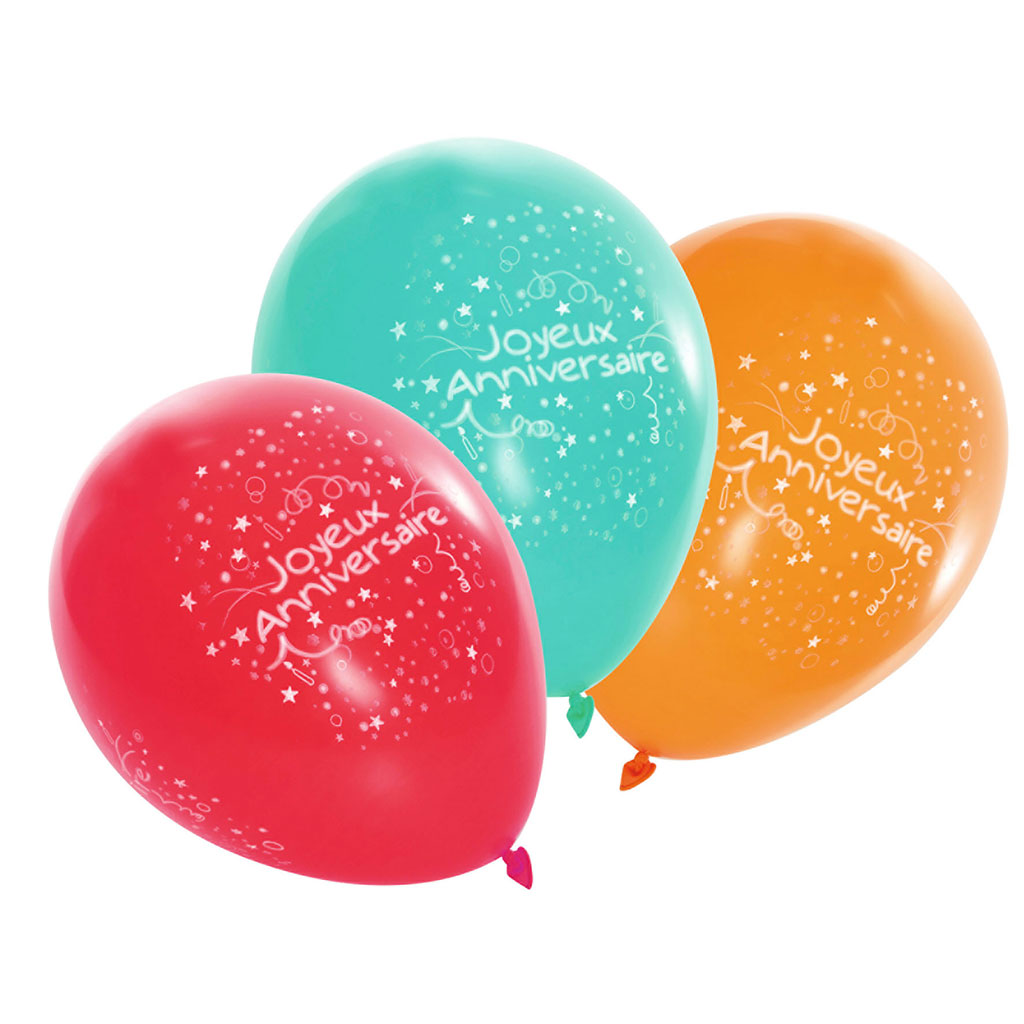 Lot de 8 ballons joyeux anniversaire 25cm