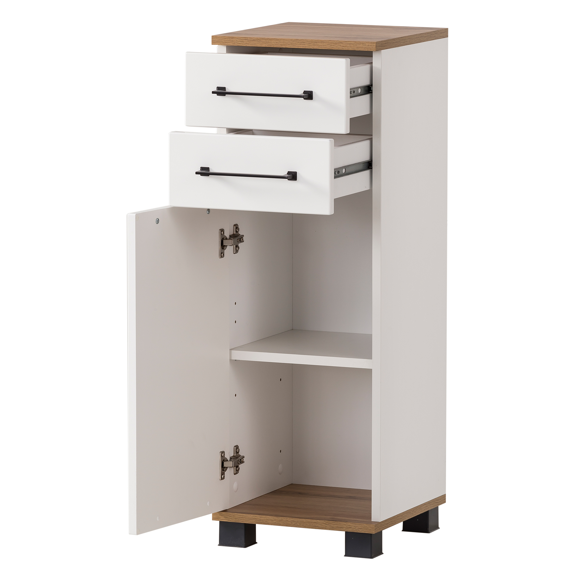 Unterschrank - weiß matt-Eiche - 30 cm breit