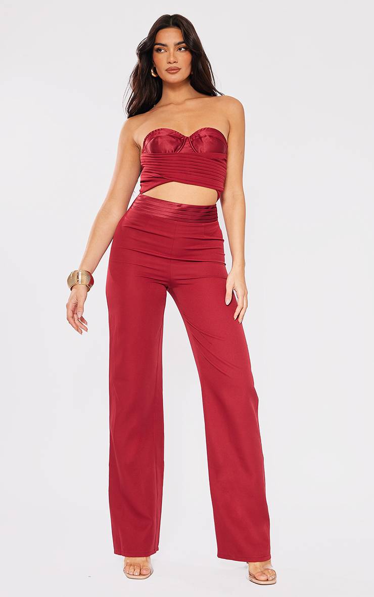 Cherry Red Combinaison À Découpes Avec Corset Froncé