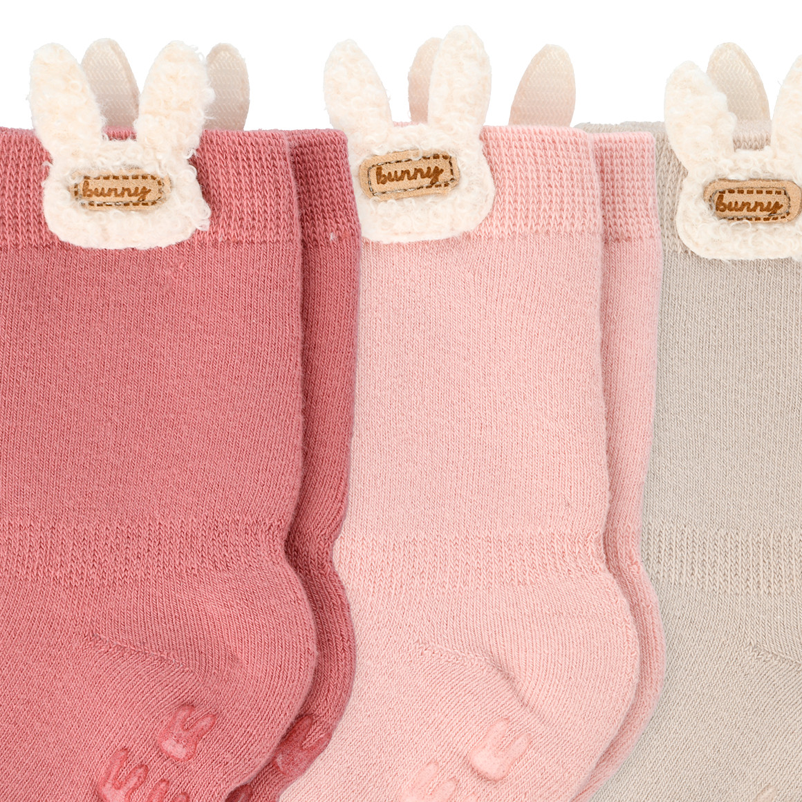 Topomini 3 Paar Baby Stoppersocken in Frottee-Qualität rosa / beige / dunkelrosa