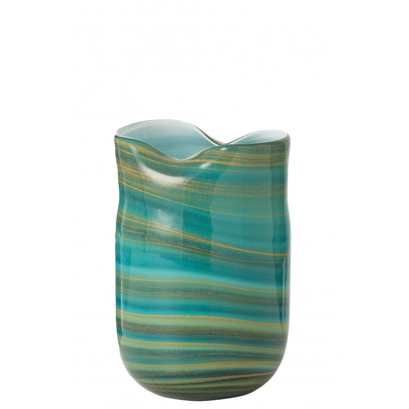 Vase style vague en verre azur 20x18x31 cm