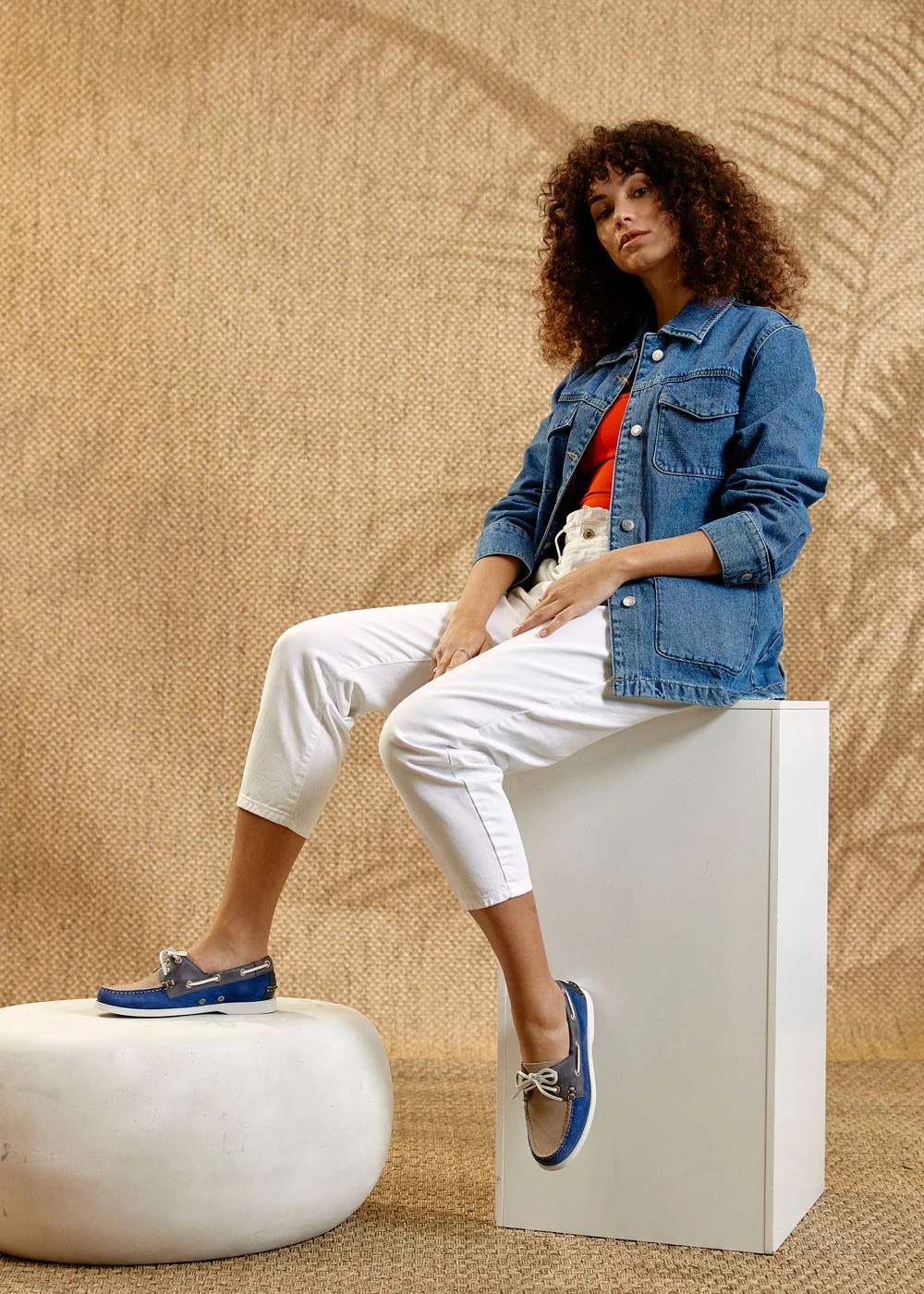 MOCASSIN BOAT SHOE TRICOLORE BLU