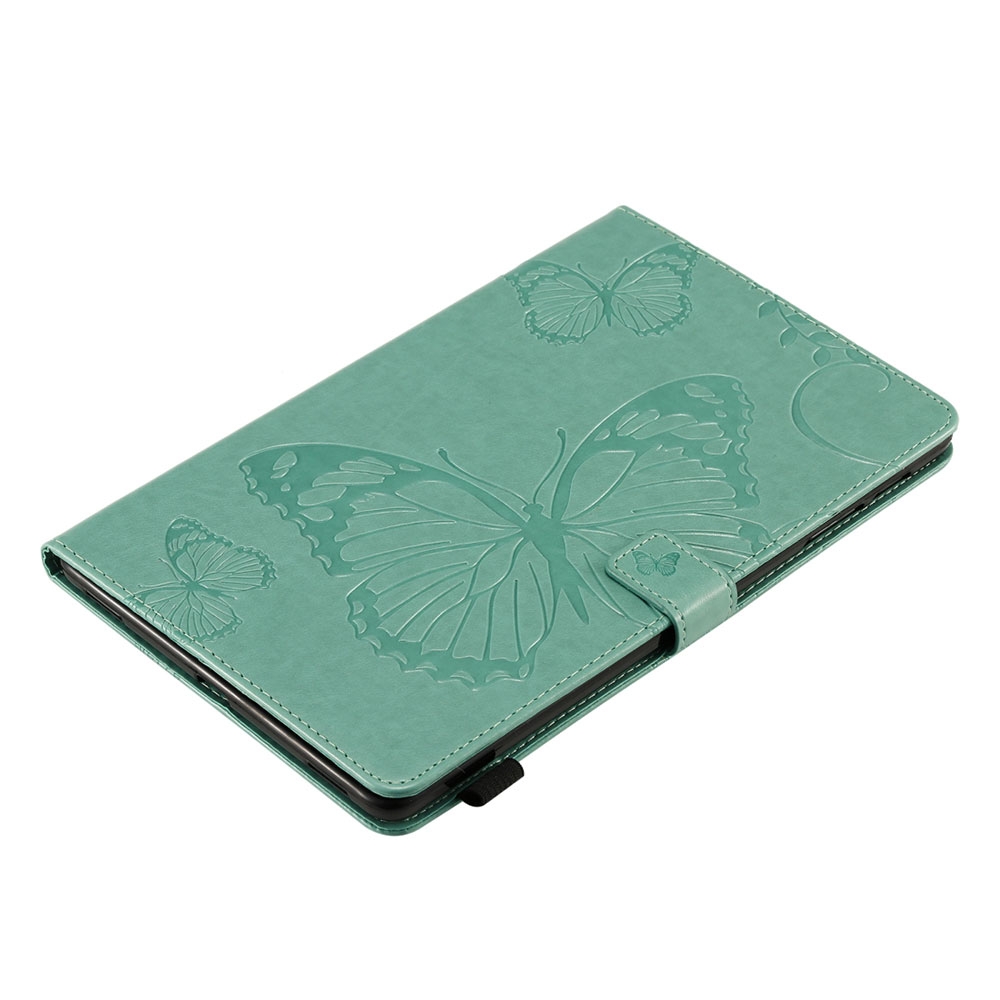 Samsung Galaxy Tab A 10.1 (2019) Leder Tasche Flip Cover Schmetterlinge - Türkis