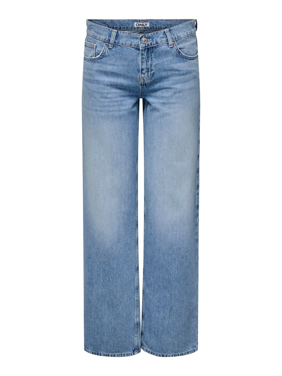 ONLBRENDA Niedrige Taille Gerade geschnitten Jeans Light Medium Blue Denim