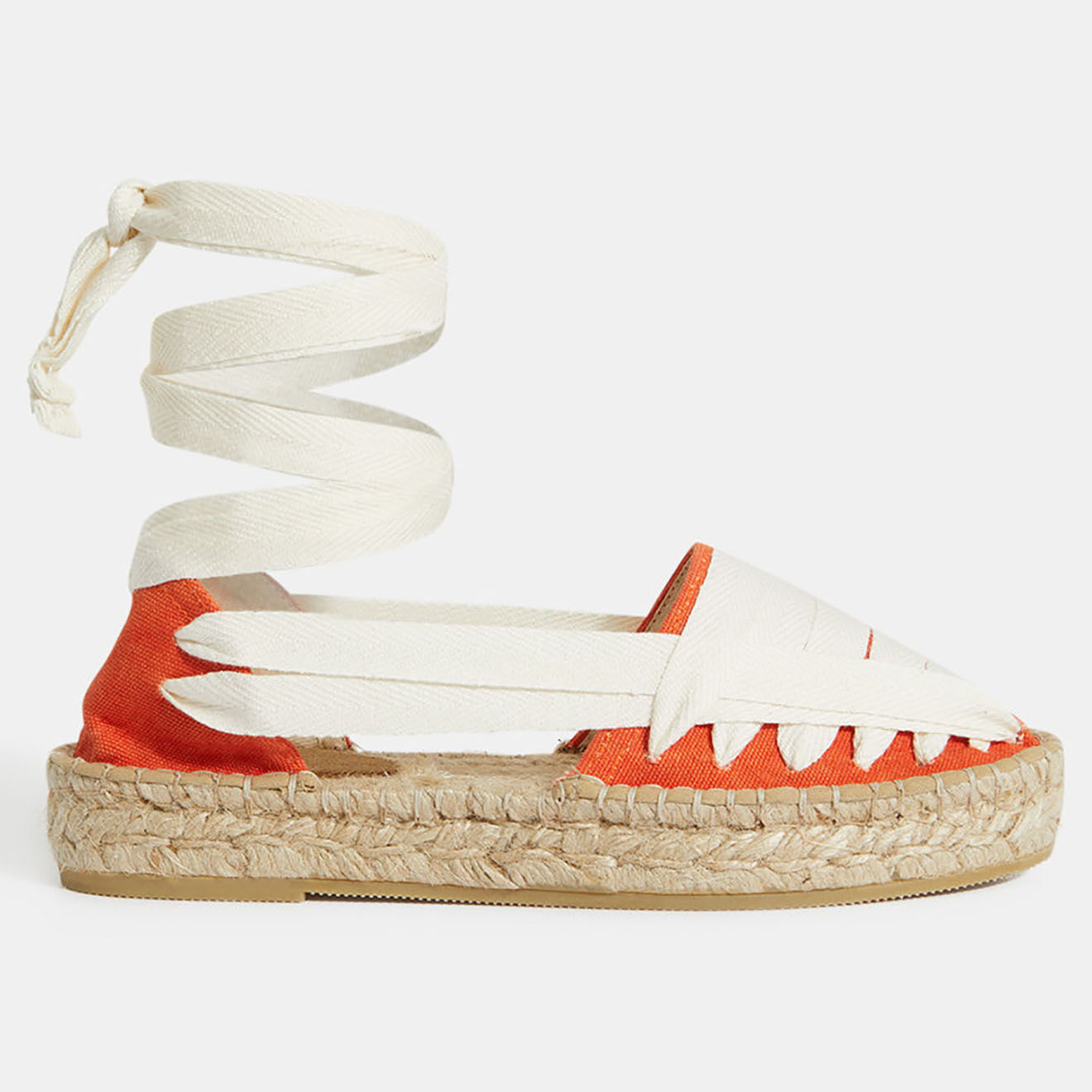 Galeries Lafayette Espadrilles en coton bio liens écru/orange