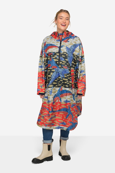 Funktions-Regencape, Unisex, Delphin Print, Kapuze