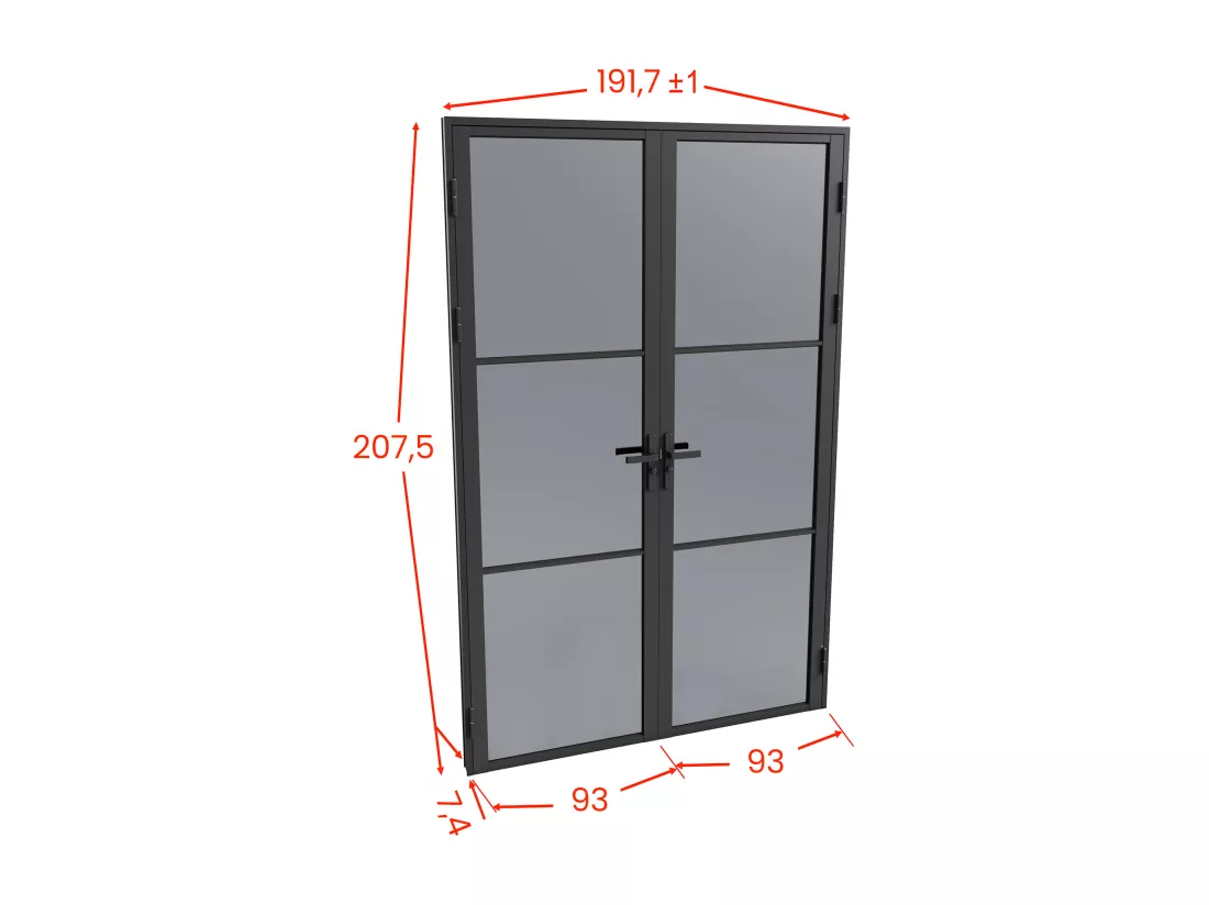 Bloc porte réversible à deux battants en aluminium et verre trempé fumé - 2 x H204 x L93 cm - Noir - MASERU