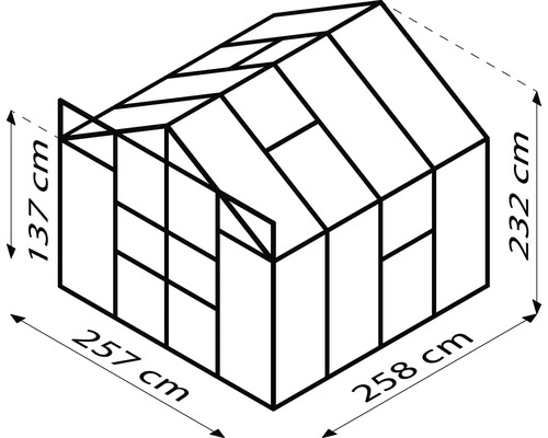 Vitavia Meridian 2 6700 kas, enkelvoudig veiligheidsglas 3 mm, 257x258 cm, zwart