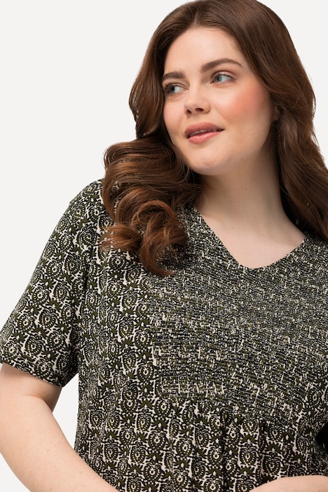 Longshirt, A-Linie, V-Ausschnitt, Halbarm, Biobaumwolle