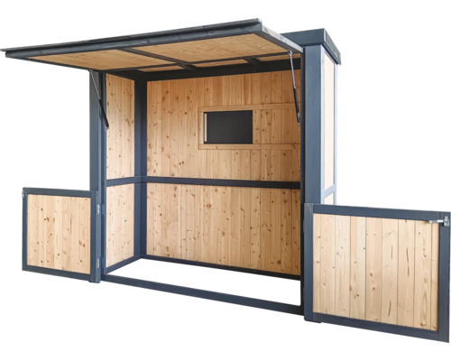 Konsta klein grillhuisje 224 x 102 cm natuur-antraciet