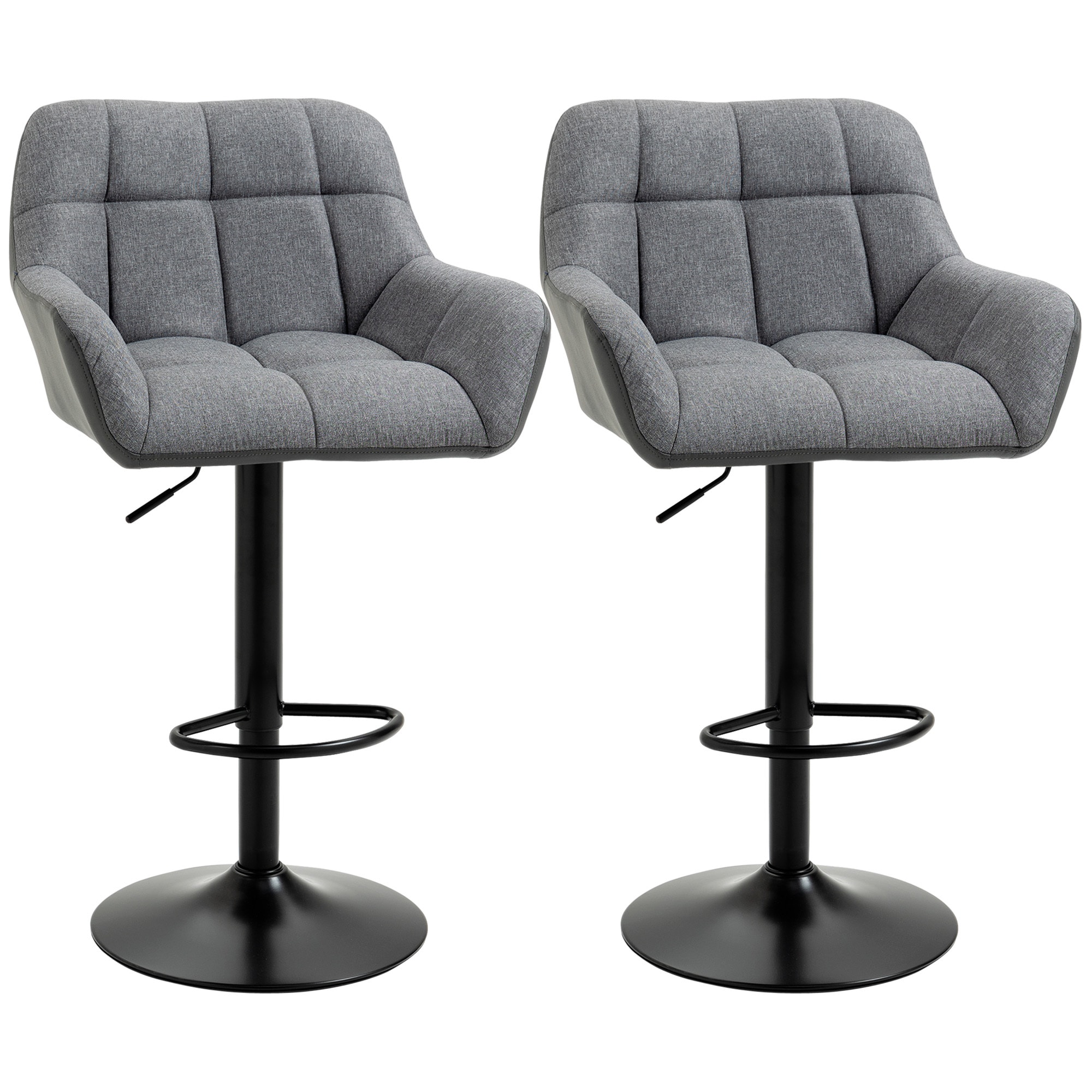 HOMCOM Barhocker mit Fußstütze grau, schwarz 57,5L x 52,5B x 93-114H cm