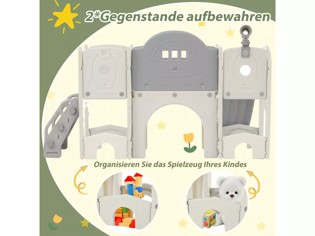 Jouet d'escalade pour enfants 10 en 1 avec toboggan, autoportant, escalade, jeu de forage, vert