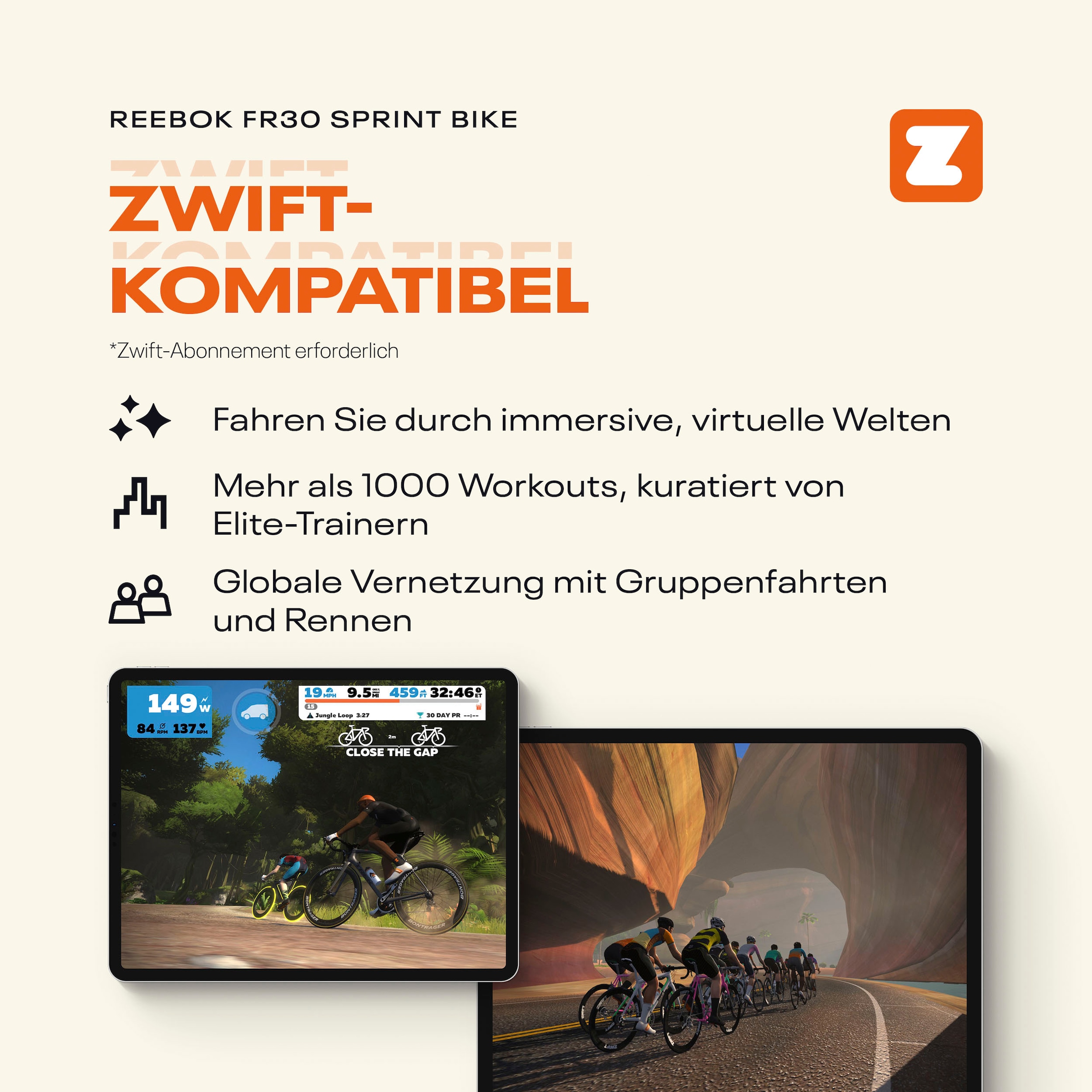 Reebok Speedbike »FR30 Speedbike« Schwungmasse ca. 6 kg, 32 Widerstandsstufen