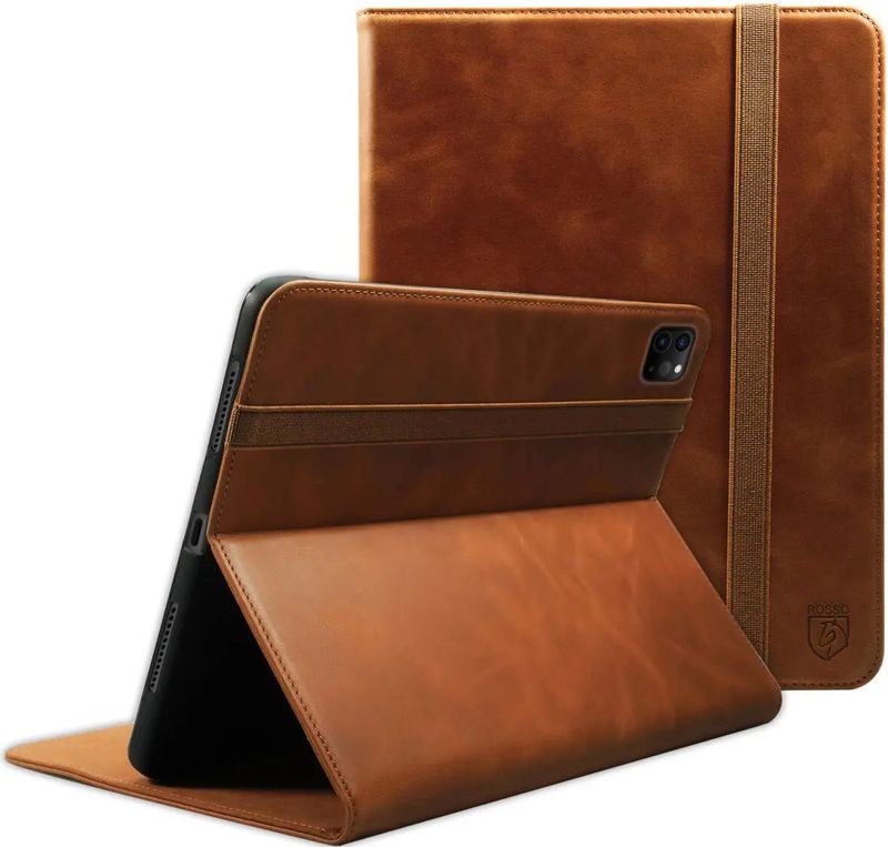 Rosso Deluxe - Book Case - Echt Leer - Bruin - Voor Apple iPad Pro 12.9