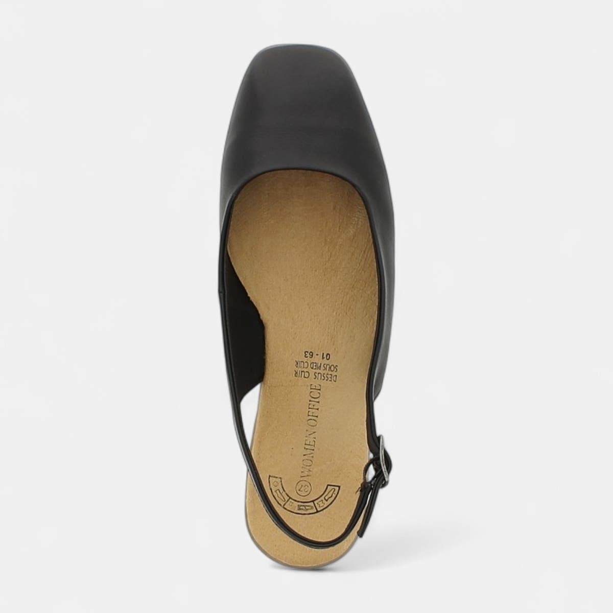 Escarpins avec bride arrière Femme en cuir noir
