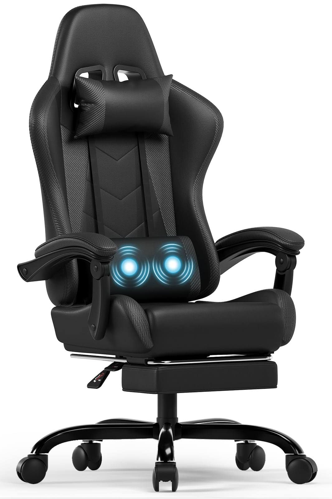 Devoko Gaming Racing Massage Gaming Chair with Foot Mat, Computer Chair with Lumbar Support Massage and Headrest