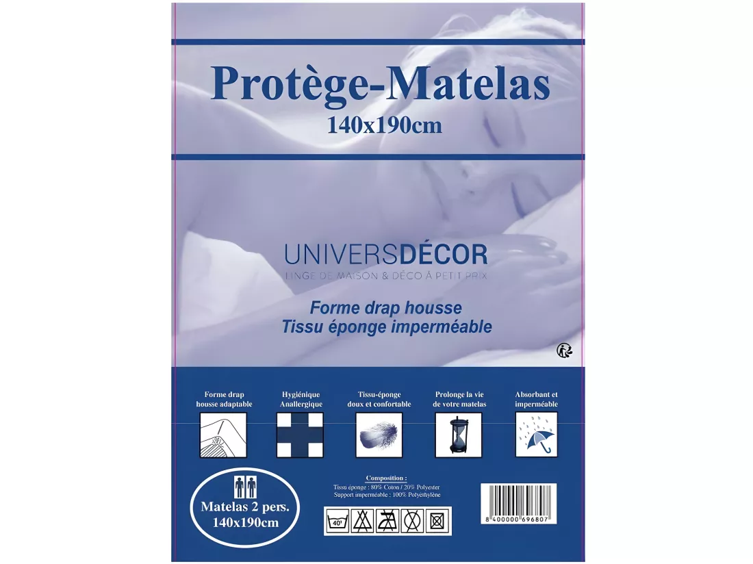 Protège Matelas Imperméable, Absorbant Et Anti-acariens 140 X 190 Cm