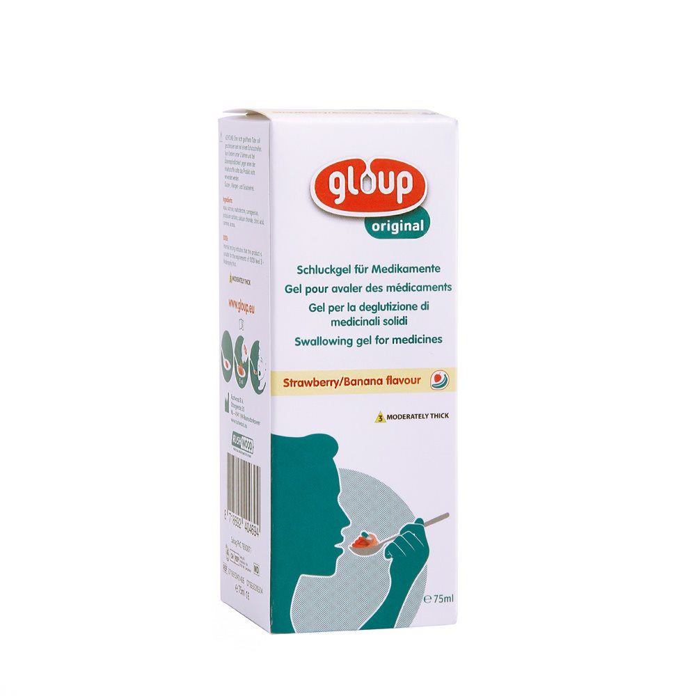 Gloup Schluck Gel für Medikamente Gel Original mit Erdbeer-Bananen-Aroma Tb 75 ml