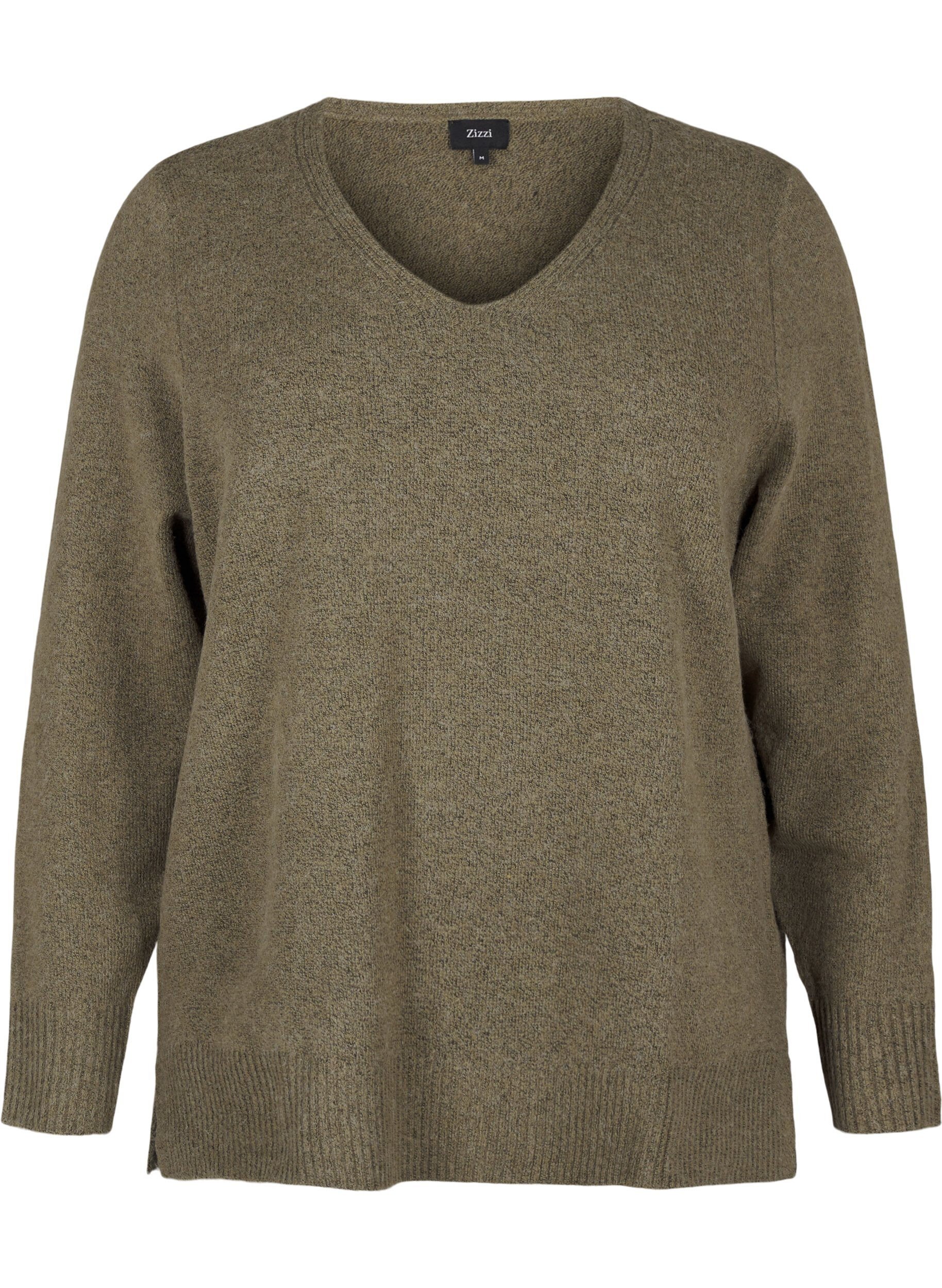 Strikbluse med v-hals