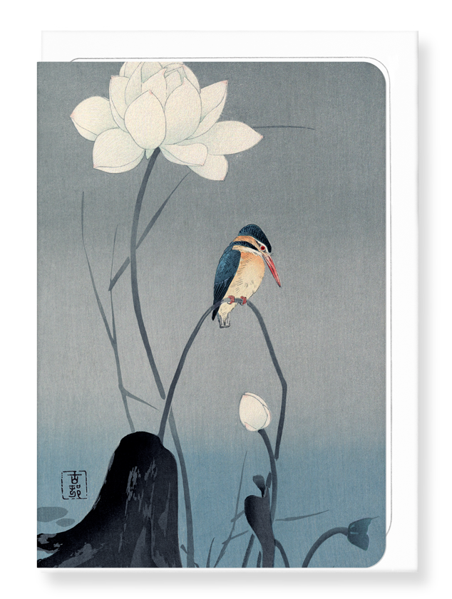 Kingfisher And Lotus By Koson Card