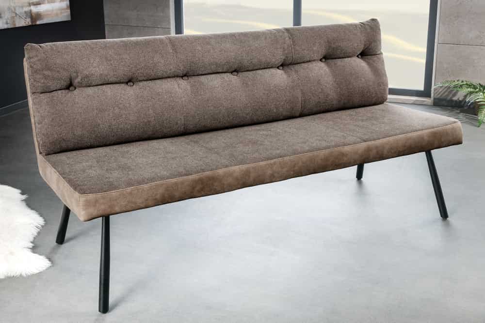 Moderne Sitzbank BIG GEORGE 160cm taupe Flachgewebe Taschenfederkern schwarz