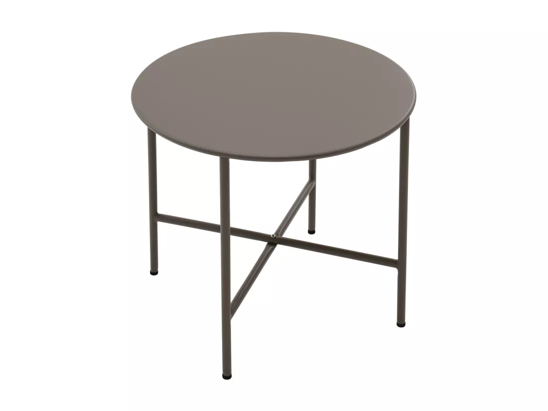 Salon de jardin modulable en acier : un canapé d'angle 5 places et tables basses gigognes - Taupe - ULAME de MYLIA